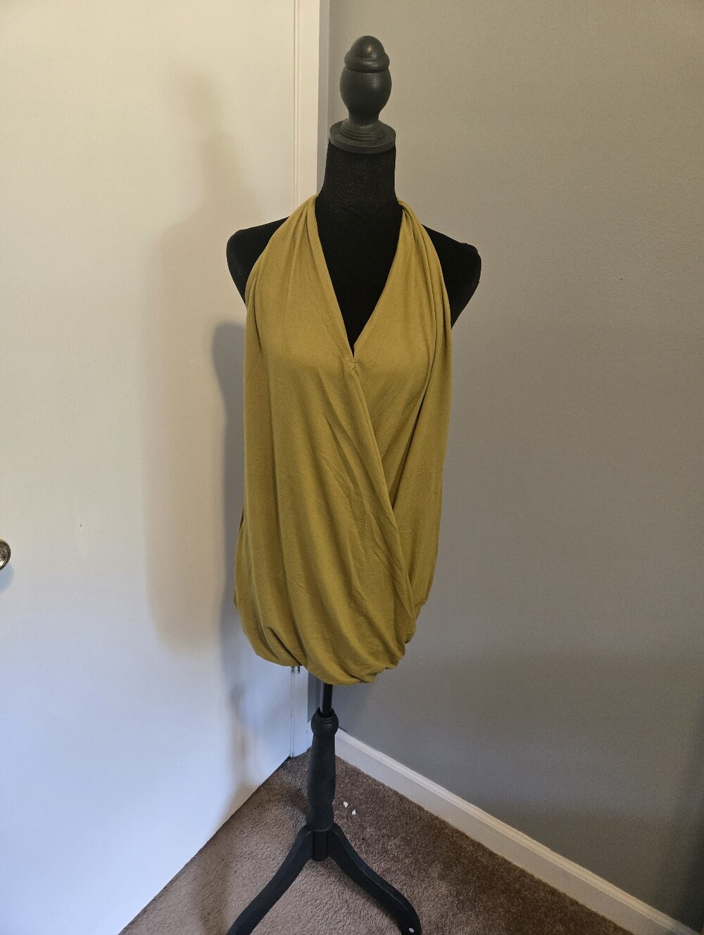 Zenana Cross Front Halter Top - Mustard - Medium